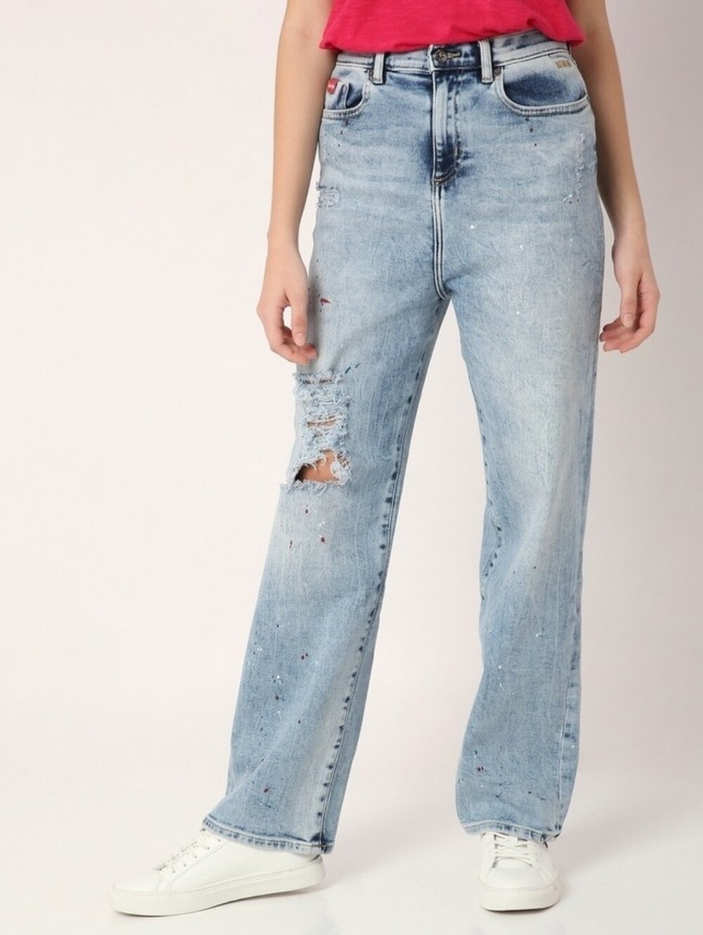Superdry Suisen Antifit Straight Leg Paint Splatter High Waist Jeans